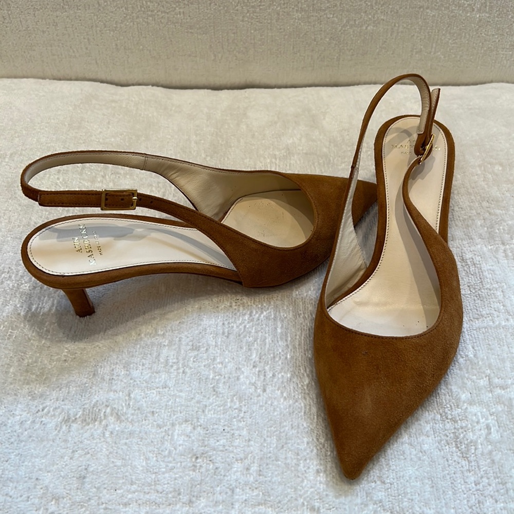 Ann Mashburn Kitten heels in cognac/ suede